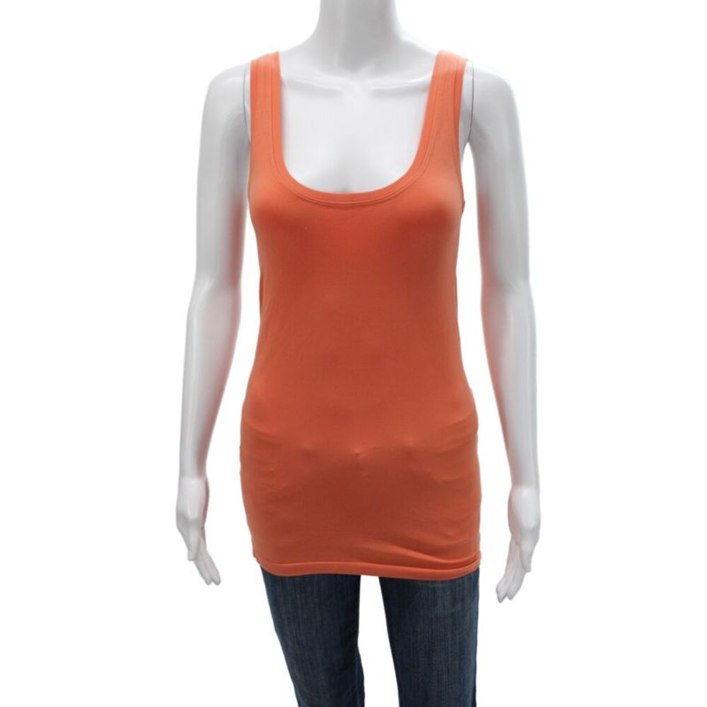 Bordeaux Womens Basic Orange Scoop Neck Sleeveless Tank Nylon Size One Size